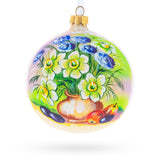 Floral Vase with Apples Masterpiece Glass Ball Christmas Ornament 4 Inches in Multi color Round