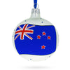 Glass Kiwi Spirit: Flag of New Zealand Blown Glass Ball Christmas Ornament 3.25 Inches in Multi color Round