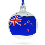 Glass Kiwi Spirit: Flag of New Zealand Blown Glass Ball Christmas Ornament 3.25 Inches in Multi color Round