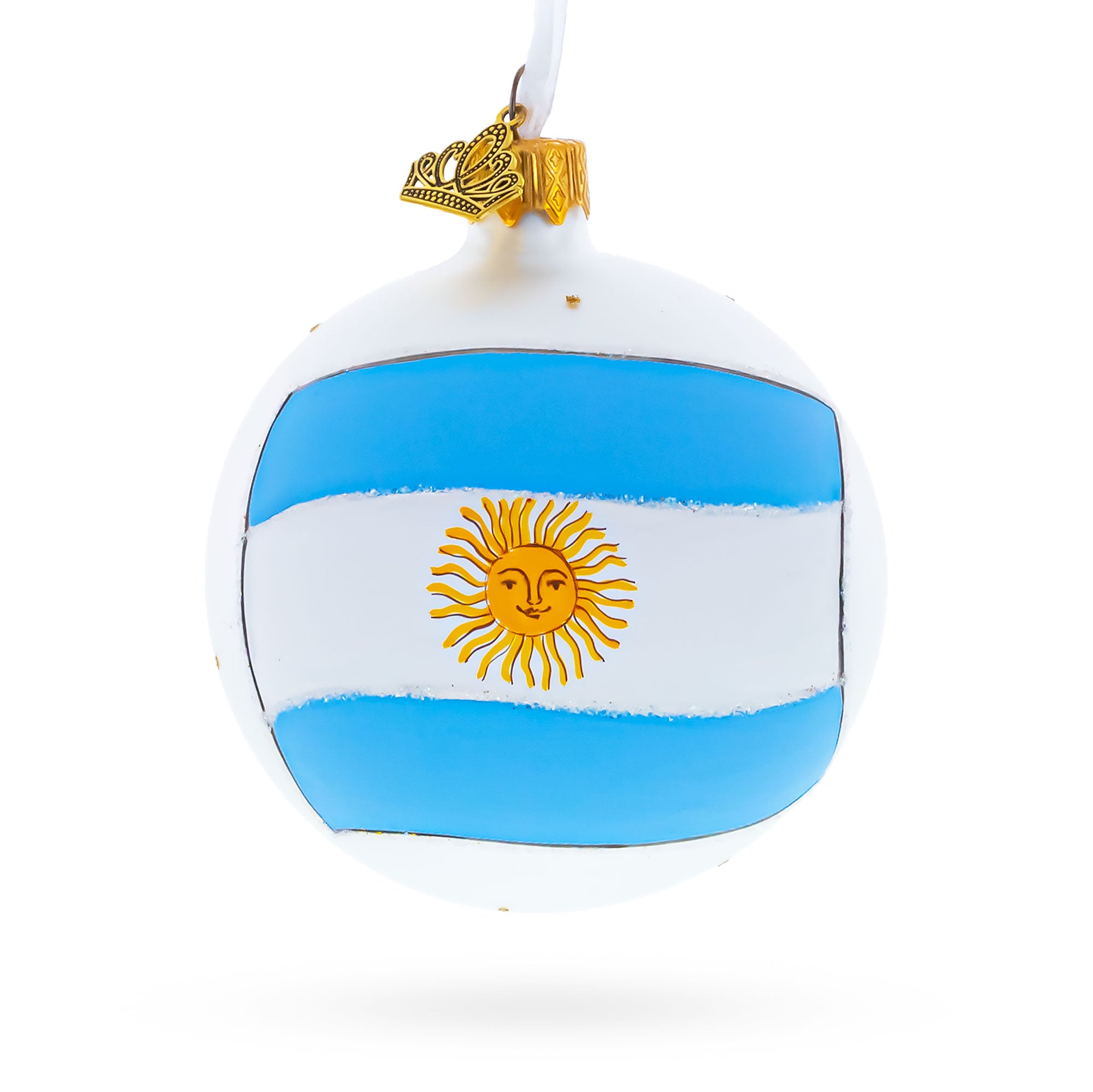 Flag of Argentina Glass Ball Christmas Ornament 3.25 Inches in Multi color Round