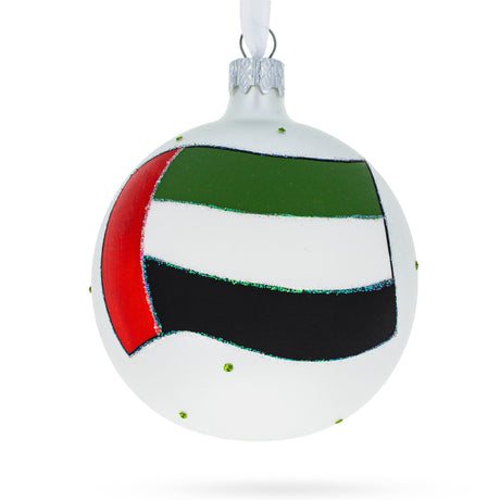 Flag of United Arab Emirates Glass Ball Christmas Ornament 3.25 Inches in  color Round