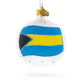 Flag of Bahamas Glass Ball Christmas Ornament 3.25 Inches in Multi color Round