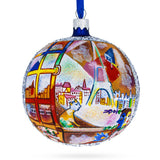1913 'Paris Through the Window' by Marc Chagall Artistic Glass Ball Christmas Ornament 4 Inches in Multi color Round