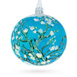 Glass 1890 'Branches with Almond Blossom' by Vincent Van Gogh Blown Glass Ball Christmas Ornament 4 Inches in Blue color Round