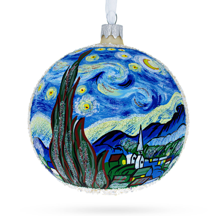 1880 'The Starry Night' by Vincent van Gogh Glass Ball Christmas Ornament 4 Inches in  color Round