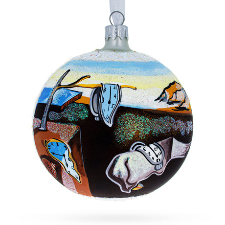 1931 'The Persistence of Memory' by Salvador Dalí Blown Glass Ball Christmas Ornament 4 Inches in Multi color, Round shape