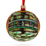 Impressionist Masterpiece: 1906 'The Water Lily Pond' aka 'Japanese Bridge' by Claude Oscar Monet Blown Glass Ball Christmas Ornament 4 Inches in Multi color, Round shape