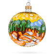 Artistic Masterpiece: 1889 'Olive Trees with Yellow Sky and Sun' by Vincent Van Gogh Blown Glass Ball Christmas Ornament 4 Inches in Multi color, Round shape