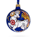 Arie Zodiac Horoscope Sign Glass Ball Christmas Ornament 3.25 Inches in Blue color Round
