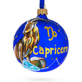 Mountain Goat Capricorn: Zodiac Horoscope Sign Blown Glass Ball Christmas Ornament 3.25 Inches in Blue color, Round shape