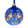 Gemini Zodiac Horoscope Sign Glass Ball Christmas Ornament 3.25 Inches in Blue color Round