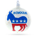 Democratic Donkey Glass Ball Christmas Ornament 4 Inches in Multi color Round