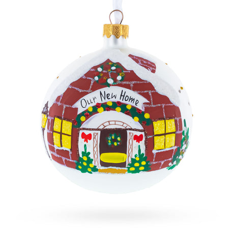Commemorative Housewarming Glass Ball Christmas Ornament 4 Inches in Multi color Round