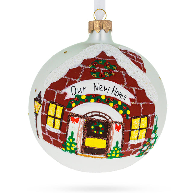 Glass Our New Home: Commemorative Housewarming Blown Glass Ball Christmas Ornament 4 Inches in Multi color Round