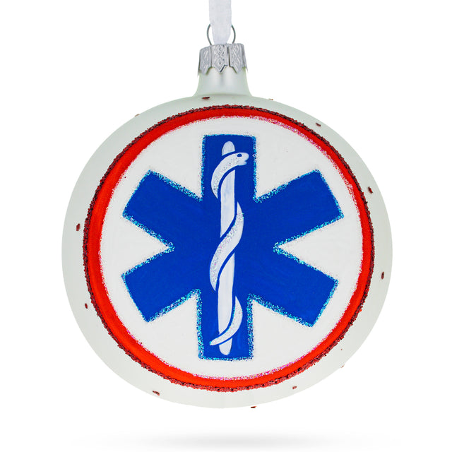 Paramedic Emergency First Responders Blown Glass Ball Christmas Ornament 4 Inches in Multi color, Round shape