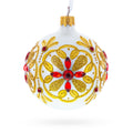 Bejeweled Star Handcrafted Glass Ball Christmas Ornament 3.25 Inches in Gold color Round