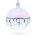 Diamond Chandelier on a Crystal Clear  Glass Ball Christmas Ornament 3.25 Inches in Clear color Round
