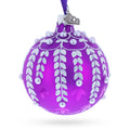 White Vines Entwined on a Lavender Dreamscape Glass Ball Christmas Ornament 3.25 Inches in Purple color Round