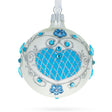 Ocean Whispers: Lustrous Turquoise Blown Glass Ball Christmas Ornament 3.25 Inches in Blue color, Round shape