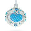 Ocean Whispers: Lustrous Turquoise Blown Glass Ball Christmas Ornament 3.25 Inches in Blue color, Round shape