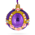 Milan Designer Luxury Earrings on Purple Glass Ball Christmas Ornament 3.25 Inches in Purple color Round