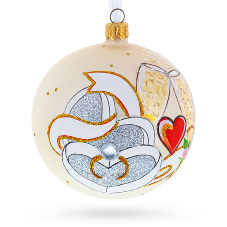 Wedding Flutes Glass Ball Christmas Ornament 4 Inches in Multi color Round