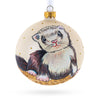 Glass Sleek Ferret Silhouette Blown Glass Ball Christmas Ornament 4 Inches in Multi color Round