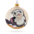 Ferret Glass Ball Christmas Ornament 4 Inches in Brown color Round