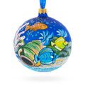 Tropical Aquarium Glass Ball Christmas Ornament 4 Inches in Blue color Round