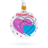 Valentine's Day Colorful Hearts Design Glass Ball Christmas Ornament 3.25 Inches in Multi color Round