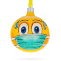 Facial Expressions in Mask Glass Ball Christmas Ornament 3.25 Inches in Yellow color Round