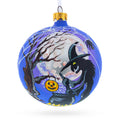The Witch on Halloween Glass Ball Christmas Ornament 4 Inches in Blue color Round