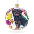 Rottweiler Gifts Glass Ball Christmas Ornaments 4 Inches in Black color Round