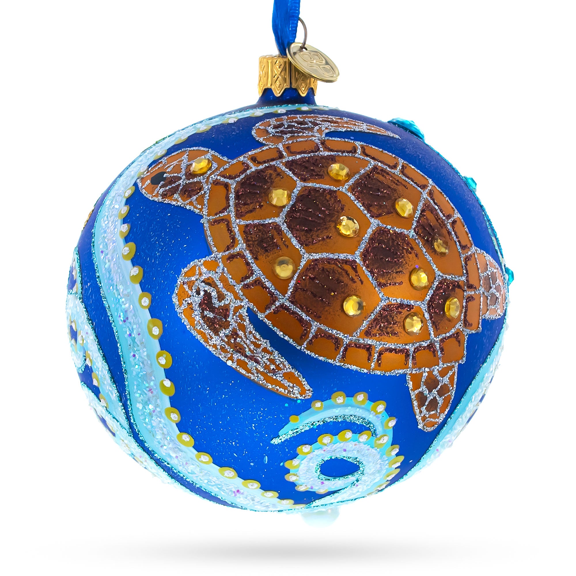 Sea Horse Glass Ball Christmas Ornament,4 InchesUkraine , dimensions in inches: 4 x 4 x 4