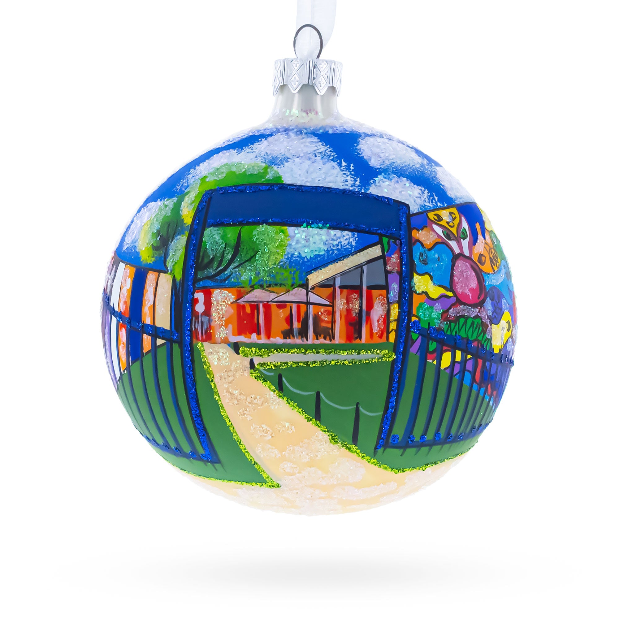 Wynwood Walls, Miami, Florida Glass Ball Christmas Ornament 4 Inches in Multi color Round