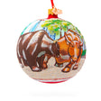 Wall Street Icons: Bear and Bull on Wall Street Blown Glass Ball Christmas Ornament 4 Inches in Multi color, Round shape