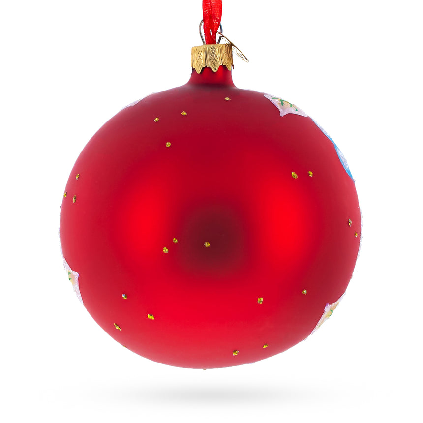 Roses Bouquet Glass Ball Christmas Ornament 4 InchesUkraine , dimensions in inches: 4 x 4 x 4