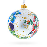 Ukrainian Petrykivka Floral Painting Glass Ball Christmas Ornament 4 InchesUkraine , dimensions in inches: 4 x 4 x 4
