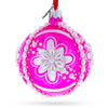 Glass Luxurious Jeweled Pearl Flowers on Pink Blown Glass Ball Christmas Ornament 3.25 Inches in Pink color Round