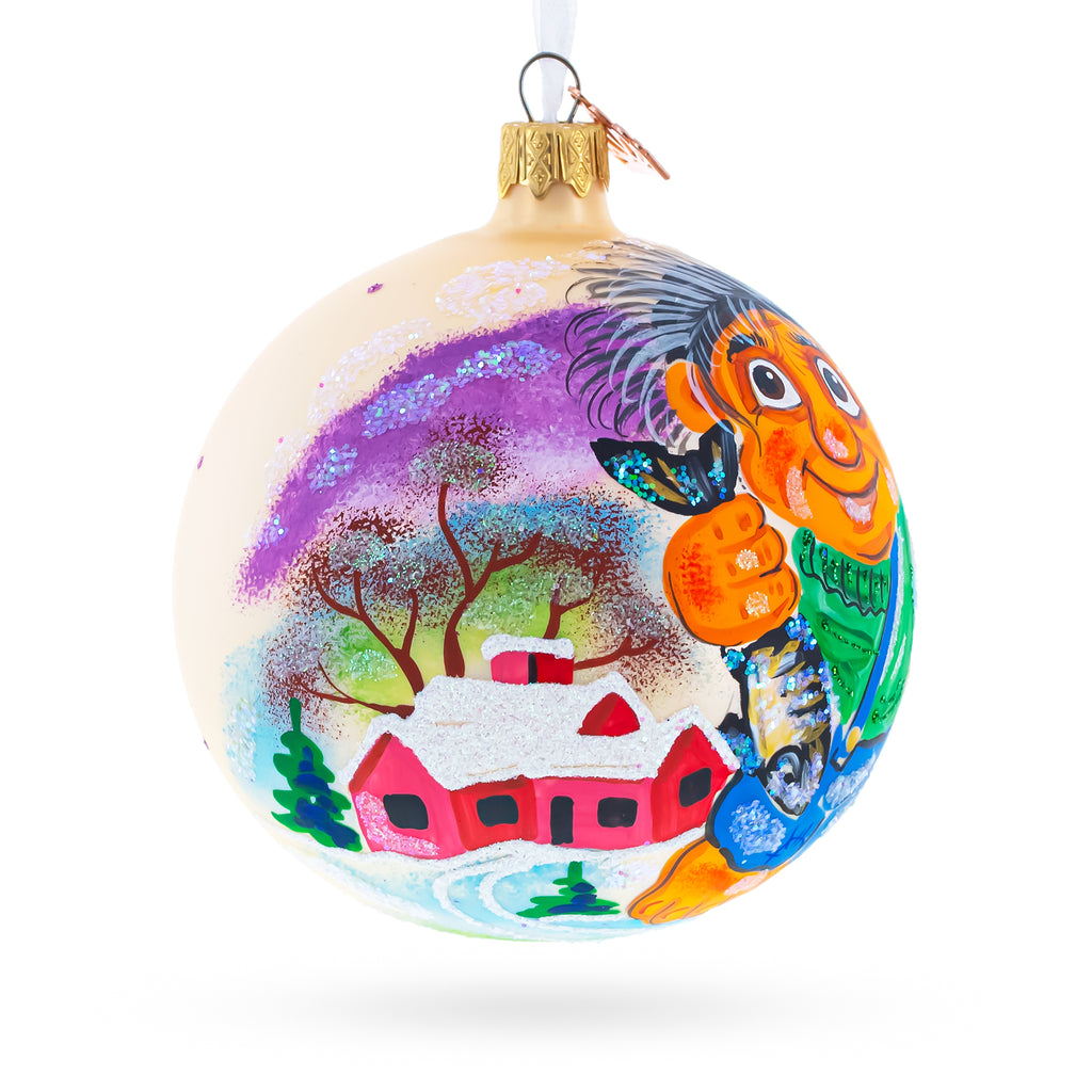 Troll the Fisherman Glass Ball Christmas Ornament 4 InchesUkraine , dimensions in inches: 4 x 4 x 4