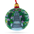 International Rose Test Garden in Portland, Oregon Glass Ball Christmas Ornament 3.25 Inches in Green color Round