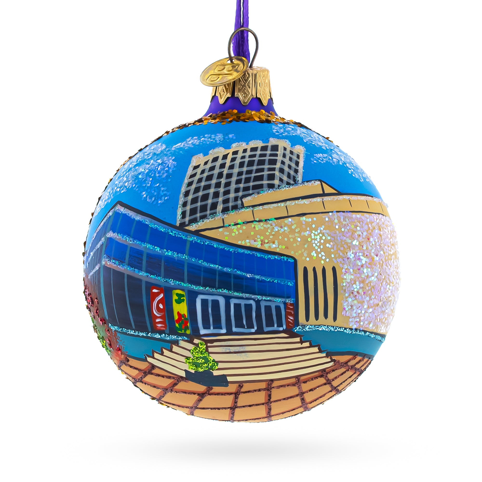 Museum of Natural Science in Houston, Texas Glass Ball Christmas Ornament 3.25 Inches in Multi color Round