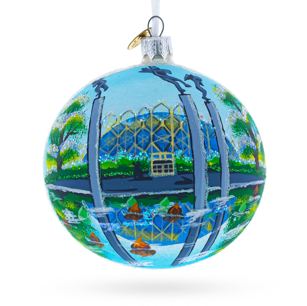 Glass Botanical Garden in St. Louis, Missouri Glass Ball Christmas Ornament 4 Inches in Multi color Round