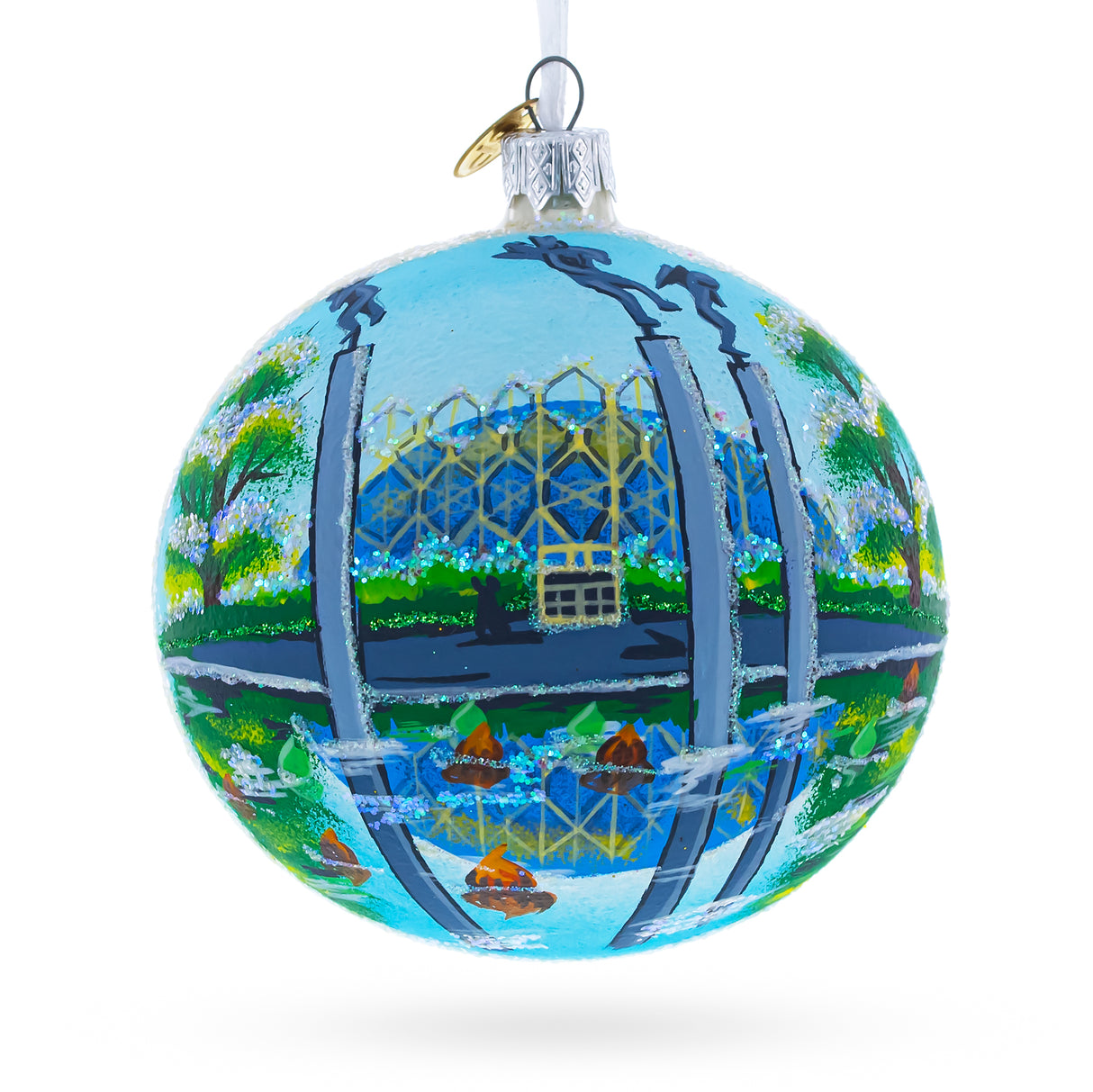 Botanical Garden in St. Louis, Missouri Glass Ball Christmas Ornament 4 Inches in Multi color, Round shape
