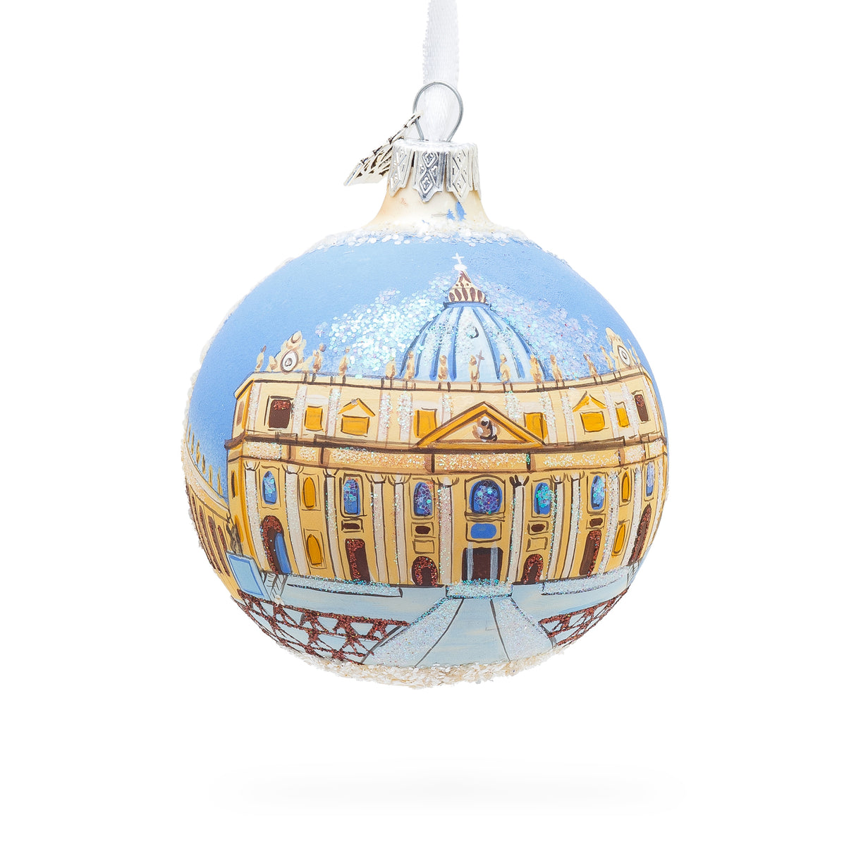 The Papal Basilica of Saint Peter, Vatican Glass Ball Christmas Ornament 3.25 Inches in Multi color, Round shape