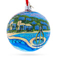 Malecon Boardwalk, Puerto Vallarta, Mexico Glass Ball Christmas Ornament 4 Inches in Blue color, Round shape