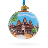 Angkor Wat Temple, Cambodia Glass Ball Christmas Ornament 3.25 Inches in Multi color Round