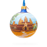 Glass Angkor Wat Temple, Cambodia Glass Ball Christmas Ornament 3.25 Inches in Multi color Round