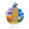 Glass The Leaning Tower of Pisa, Italy Glass Ball Christmas Ornament 3.25 Inches in Multi color Round