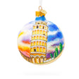 The Leaning Tower of Pisa, Italy Glass Ball Christmas Ornament 3.25 Inches in Multi color, Round shape